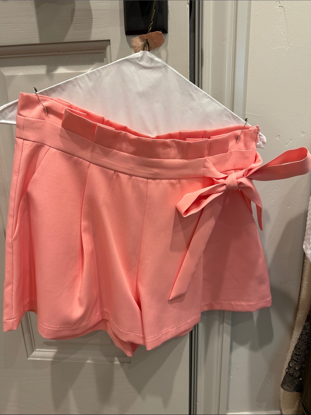 Princess Polly Coral Tie-Side Pleated Skort Shorts